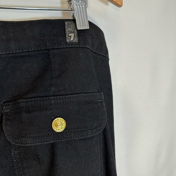 Seven 7 For All Mankind Black Denim Jean Wide Leg Bootcut Flared Zipper Size 30 - Picture 6 of 9